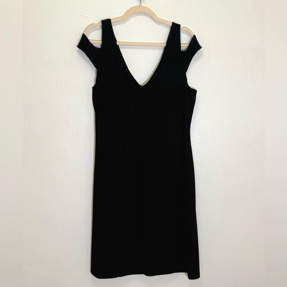 LRL Lauren by Ralph Lauren - Black Jersey Faux Wrap V-Neck Dress - Women size 16 - Picture 3 of 7